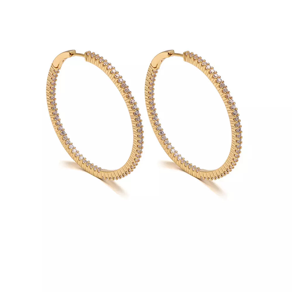 S925 Silver Moissan Large Earring Hoop Earrings