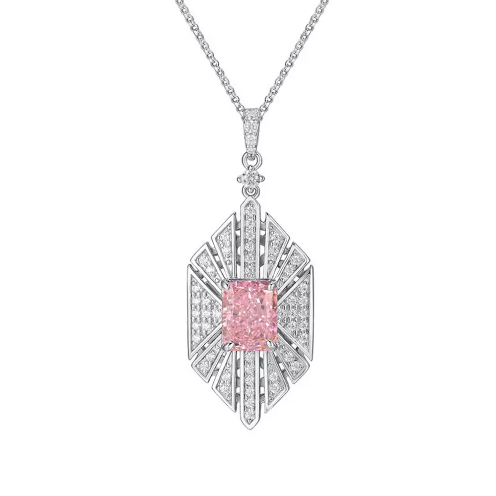 S925 Silver Ice Flower Cut High Carbon Diamond Pendant Necklace Set