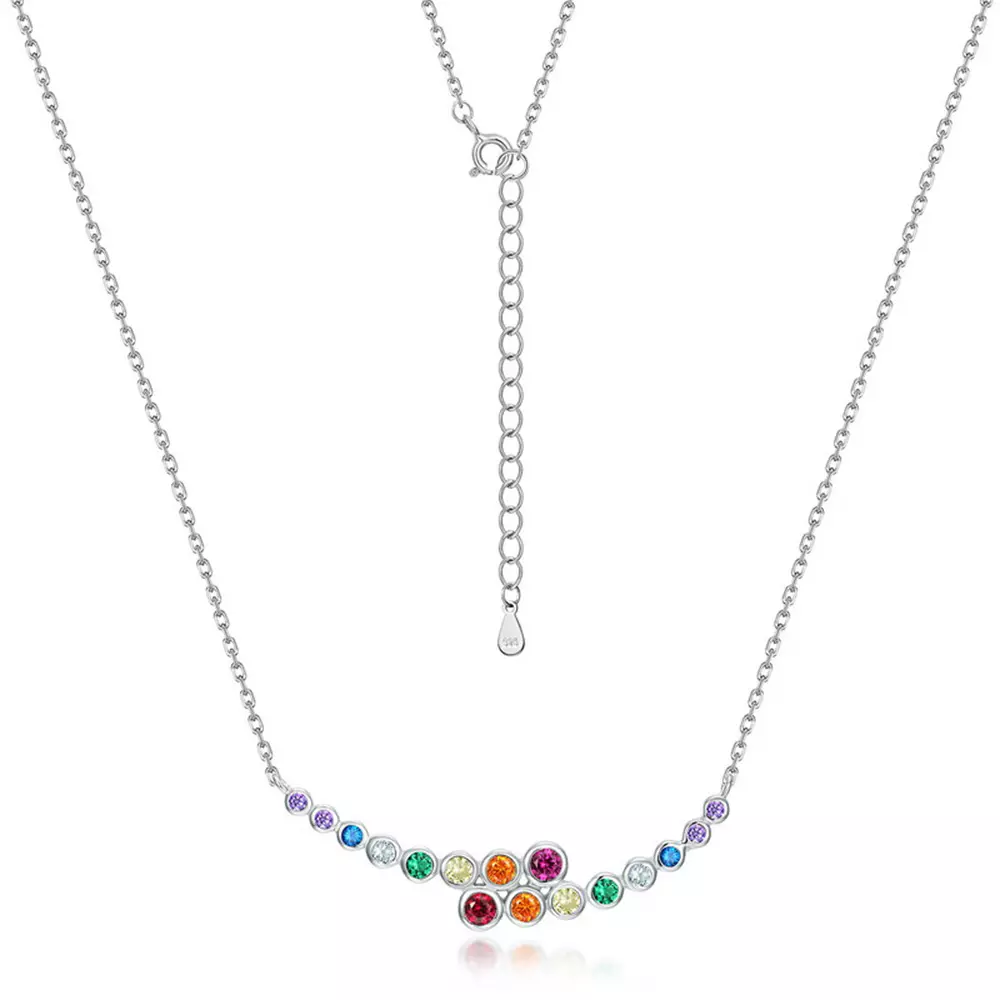 S925 Silver Colorful Rainbow Bubble Necklace Chain