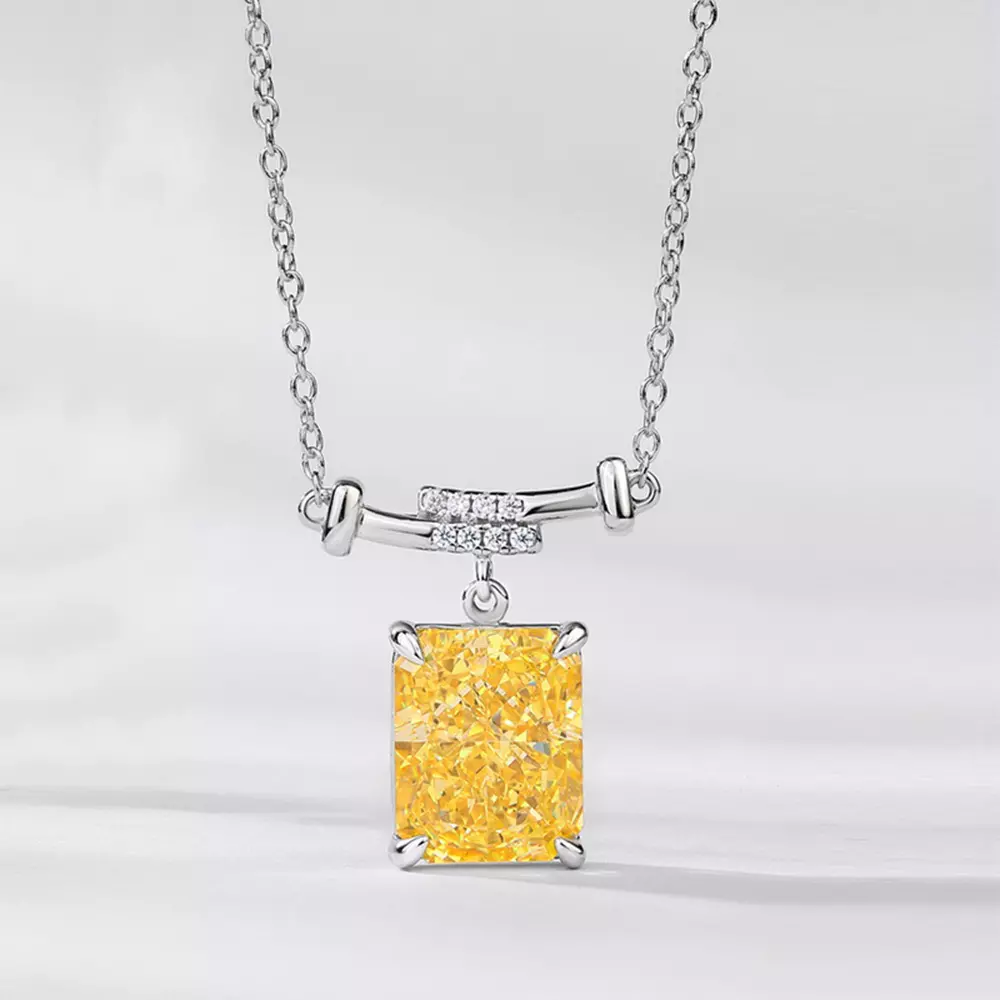 S925 Silver Ice Flower Cut High Carbon Diamond Cube Necklace