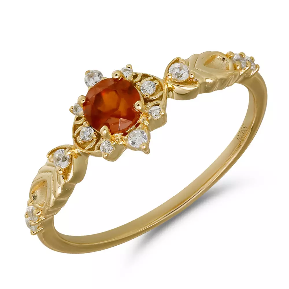 S925 Silver Delicate Vintage Fondant Garnet Natural Color Ring