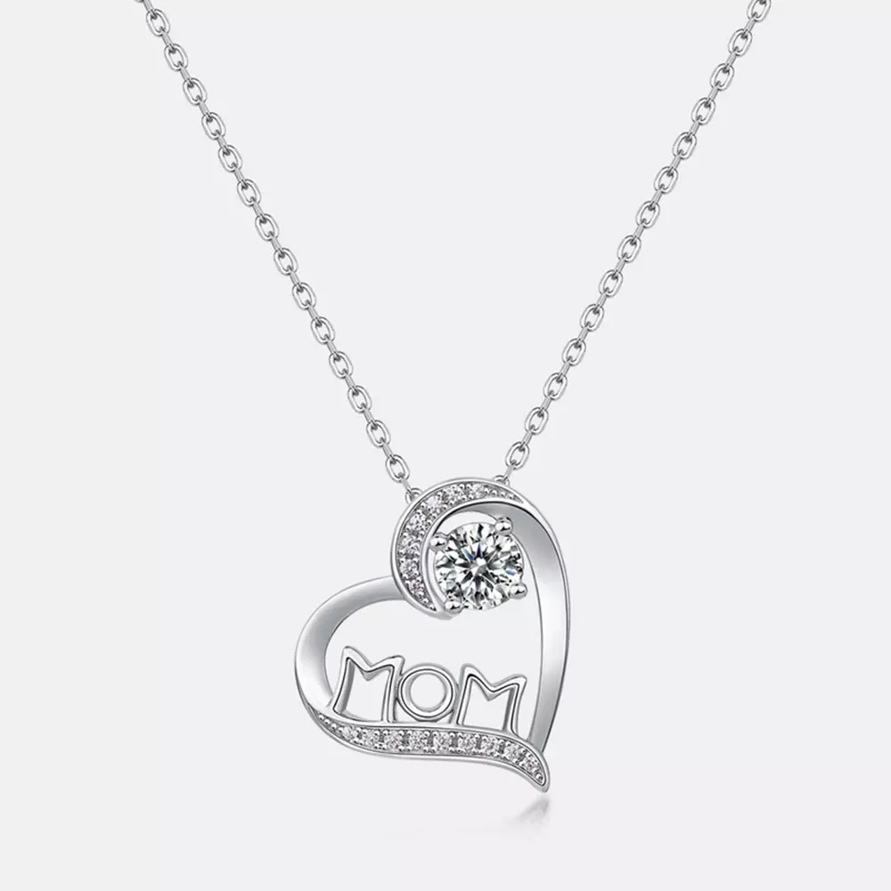 Heart Moissanite Necklace in S925 Silver with Colored Jewels