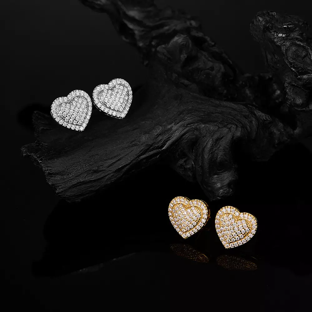 S925 silver with moissanite diamonds love heart stud earrings earrings