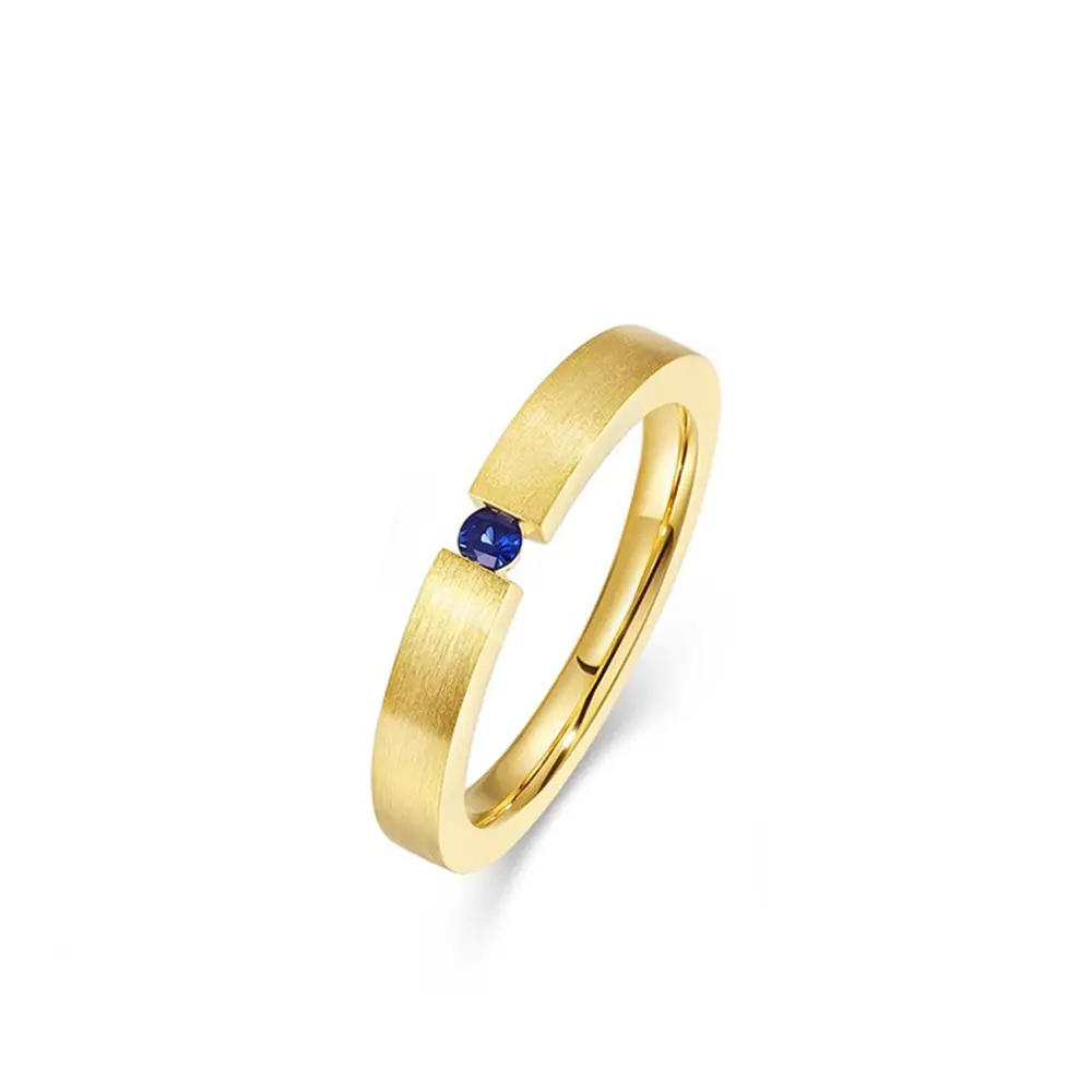 Italian Handmade Gold Plated Santorini Love Sapphire Couple's Ring