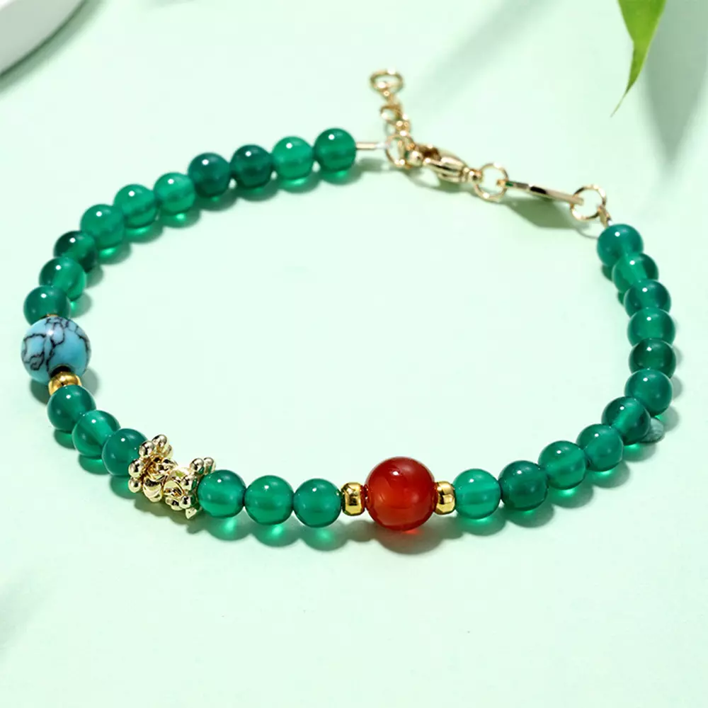 New Chinese Natural Green Agate Bracelet Strings Jewelry