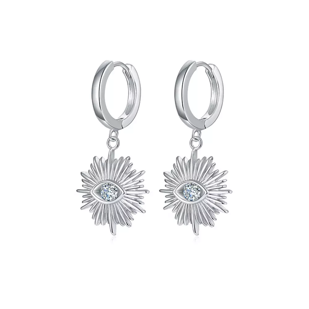 S925 Sterling Silver Moissan Diamonds Devil's Eye Earrings Earrings