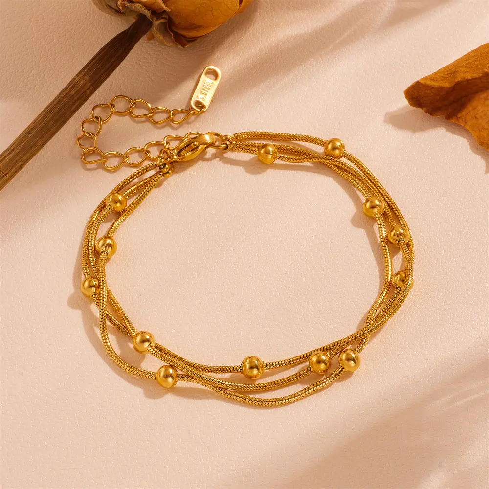 Stainless steel color preservation steel beads women's anklet bracelet bracelet