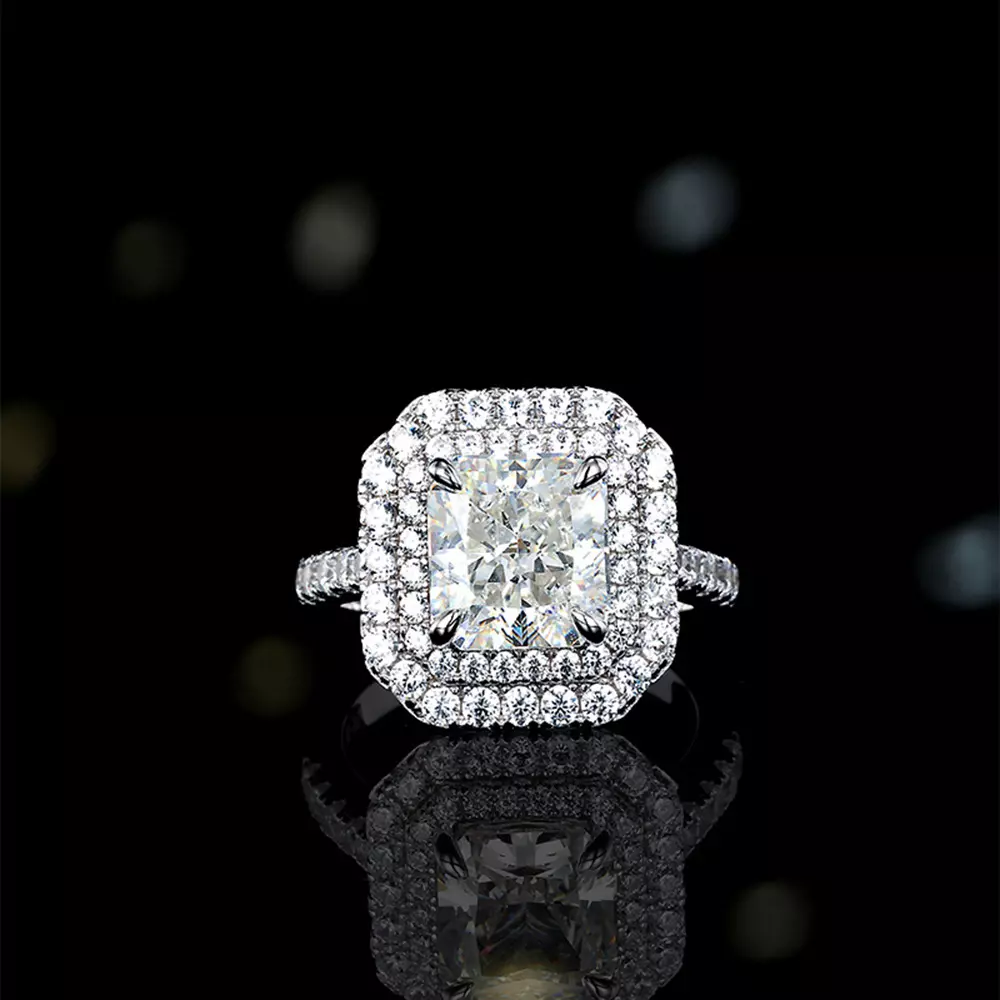S925 Sterling Silver Square Sugar Diamond Ring