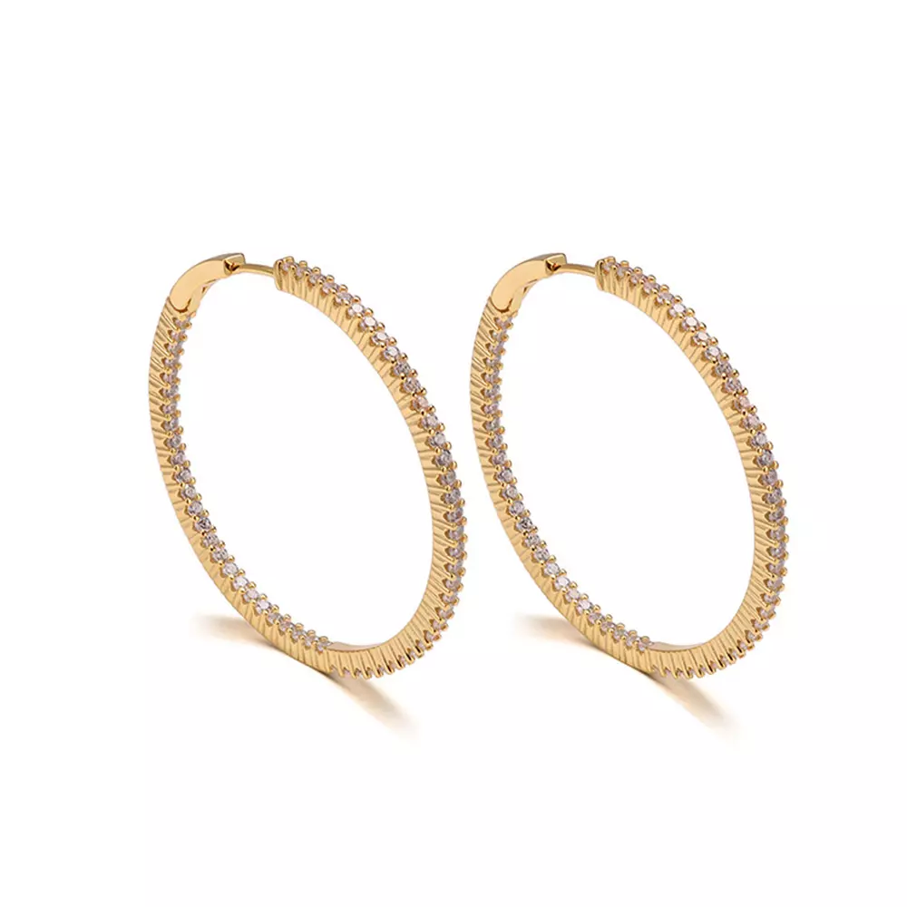 S925 Silver Moissan Large Earring Hoop Earrings
