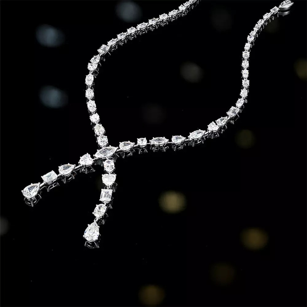 S925 Sterling Silver Full Diamond Shaped Necklace