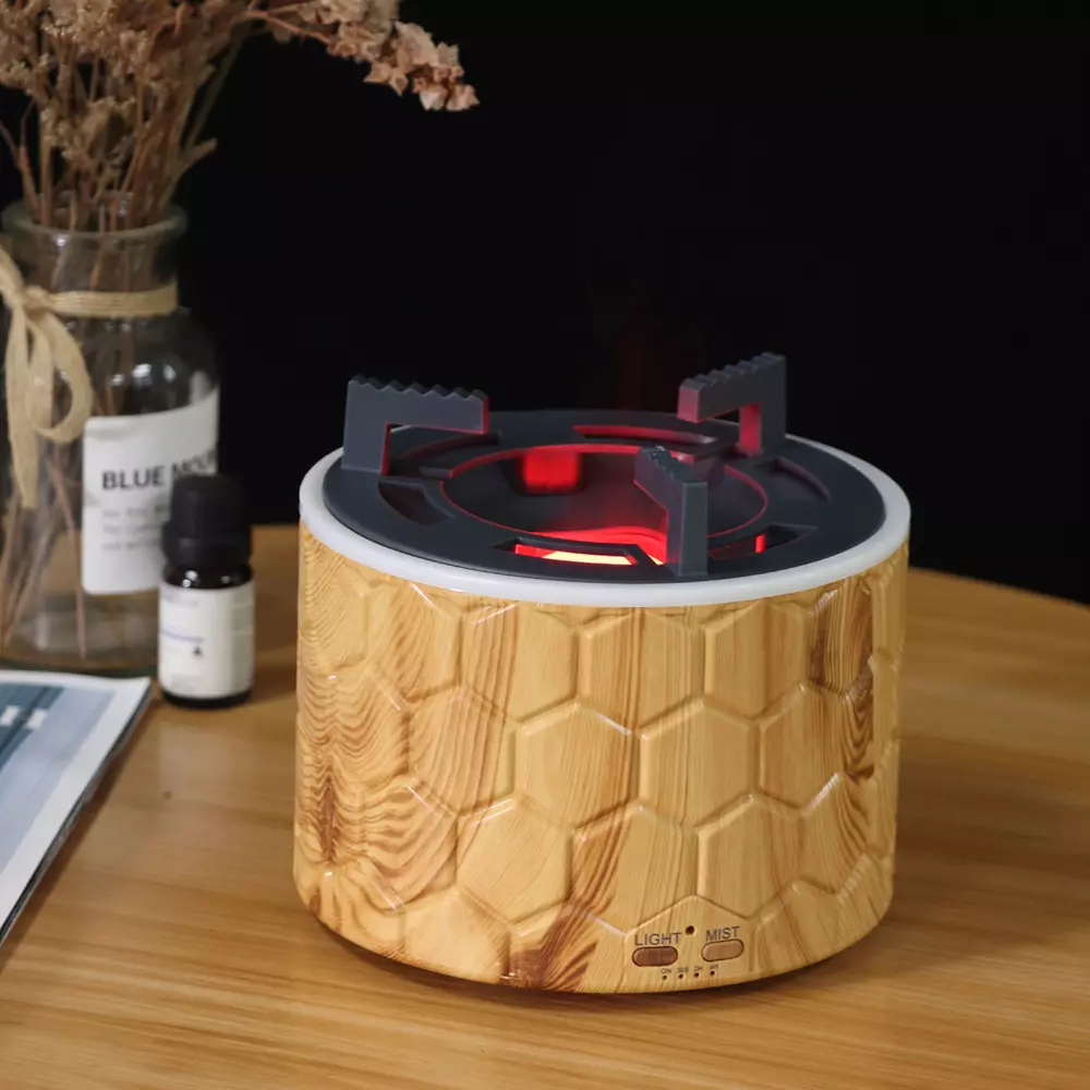 Round Gas Stove Type Simulated Flame Aromatherapy Diffuser