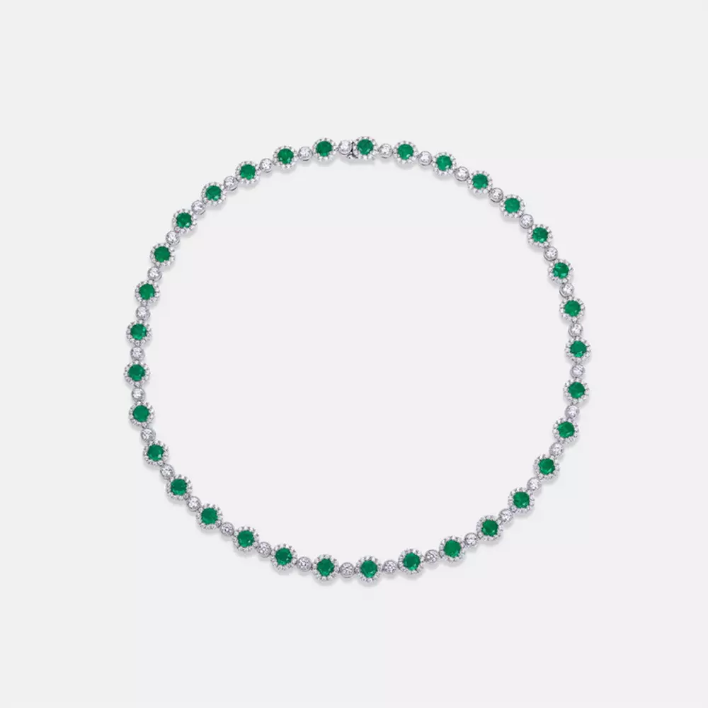 S925 silver with colored emeralds and full diamonds necklace