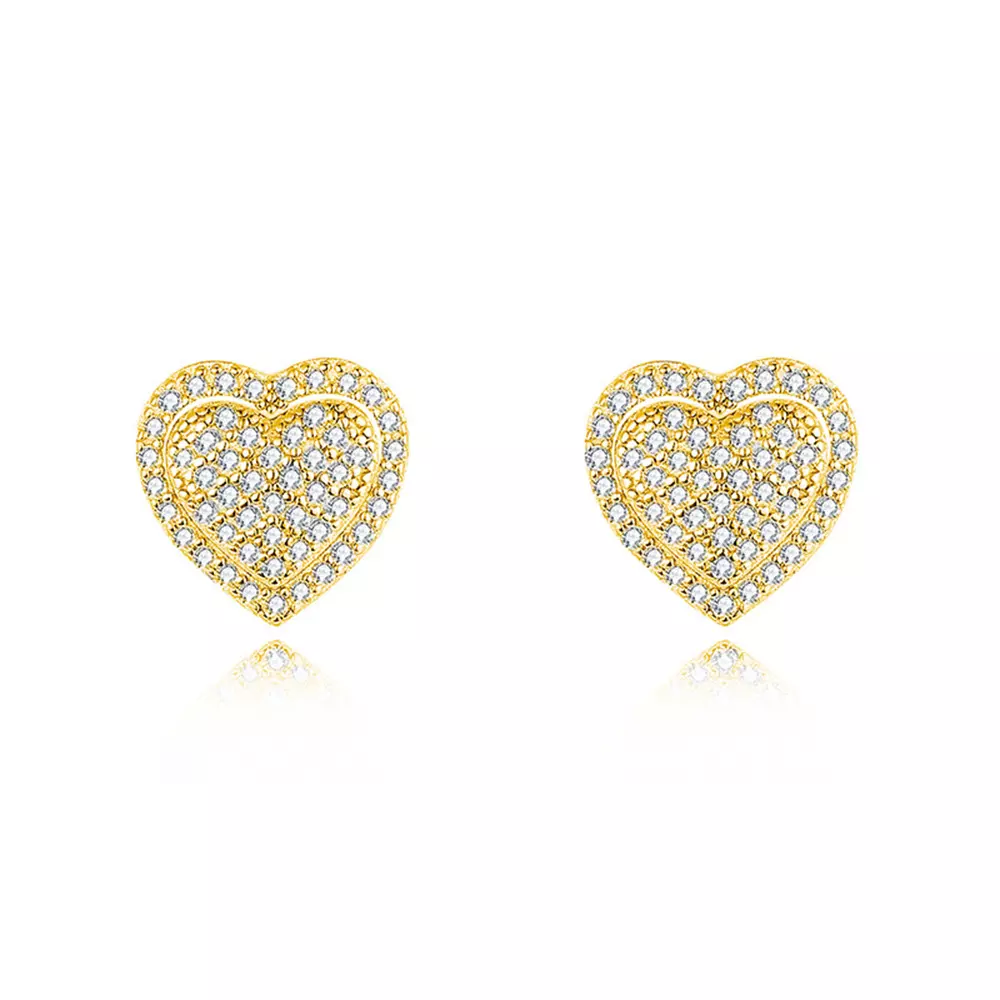 S925 silver with moissanite diamonds love heart stud earrings earrings