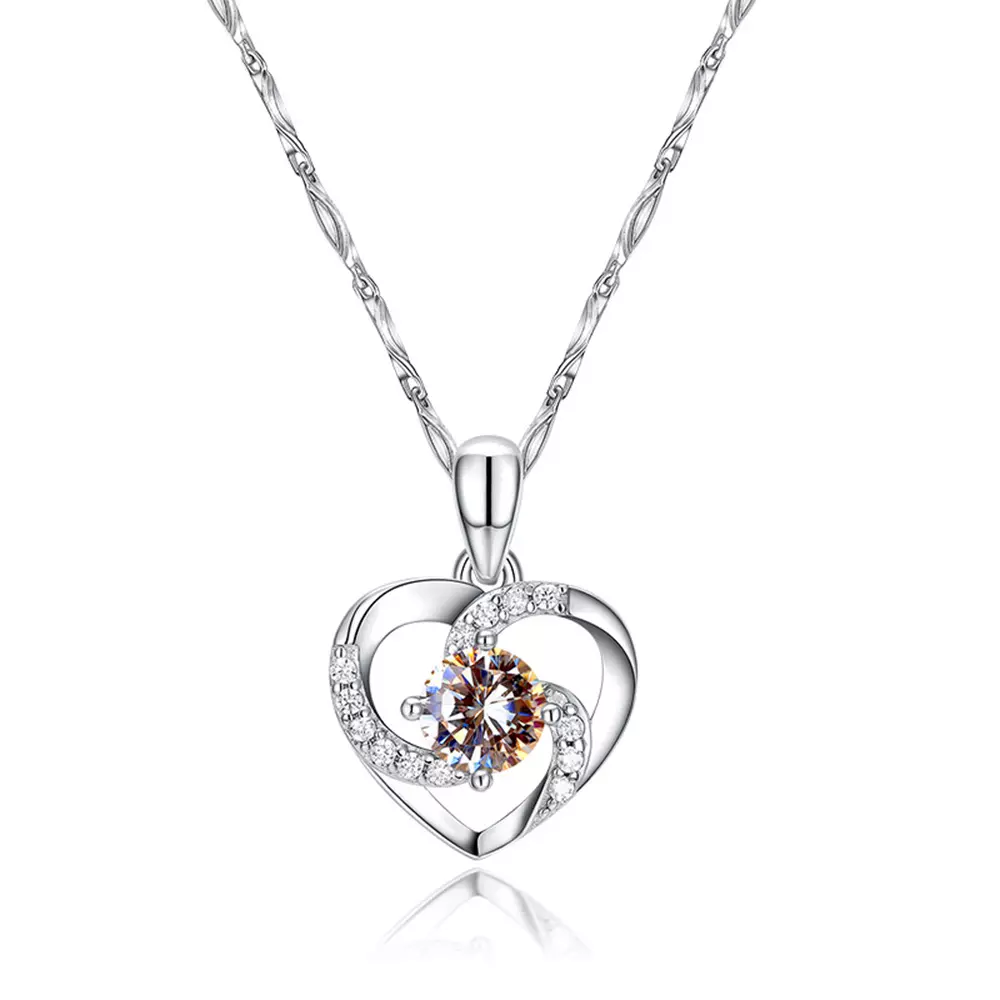 S925 Sterling Silver One Heart One Mind Pendant Necklace