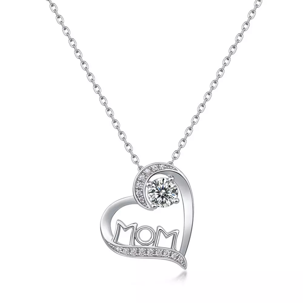 Heart Moissanite Necklace in S925 Silver with Colored Jewels