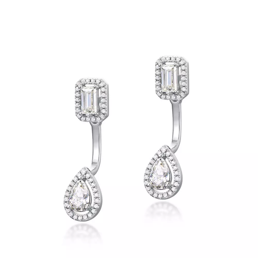 S925 Silver Moissanite Earrings Detachable Two Earrings