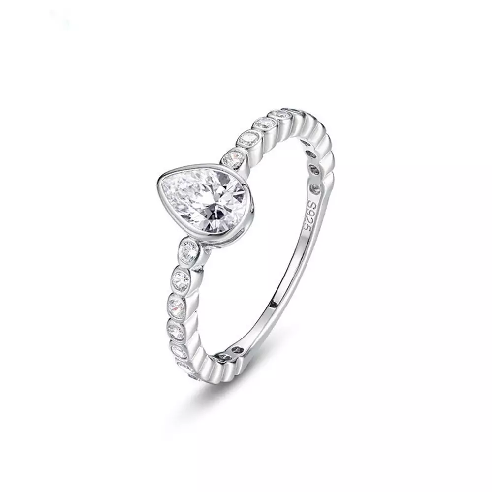 S925 sterling silver day color micro bright niche simple temperament ring