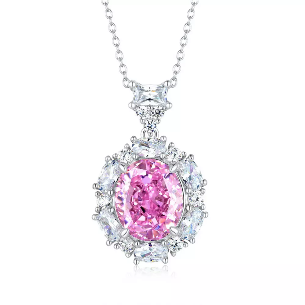 S925 Silver Ice Flower Cut High Carbon Diamond Pendant Necklace