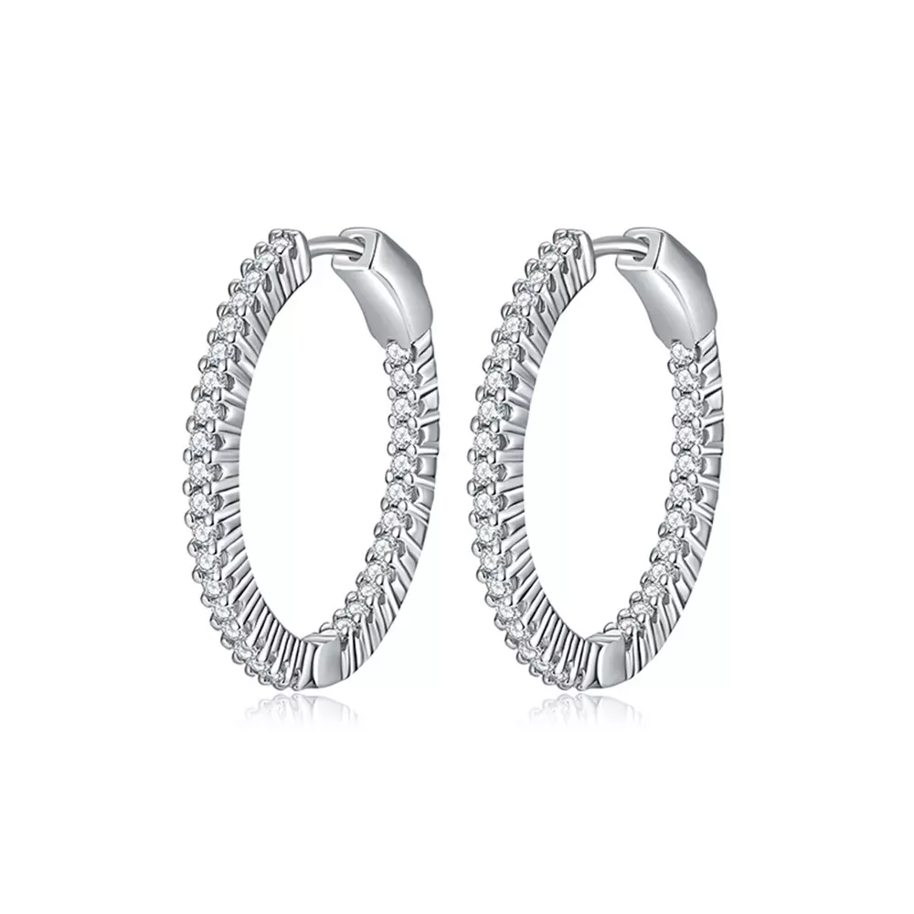 S925 sterling silver earrings with moissanite diamonds, large earrings, earrings buckle