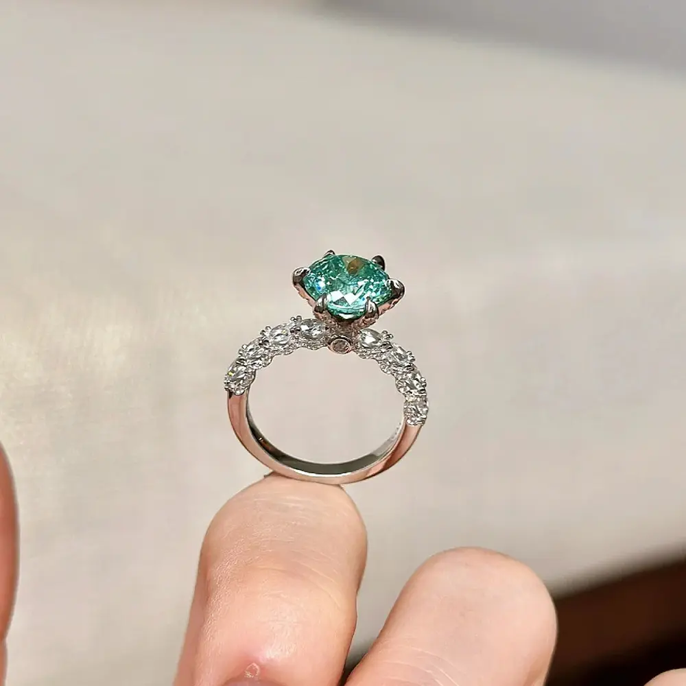 Fashion Micro Set Green Diamonds Paraiba Green Mint Mambo Ring