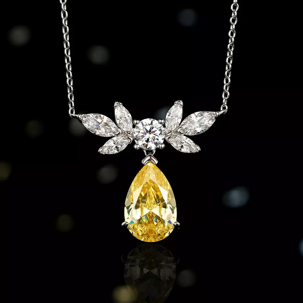 S925 Sterling Silver Pear Blossom Water Drop Necklace Collar Chain
