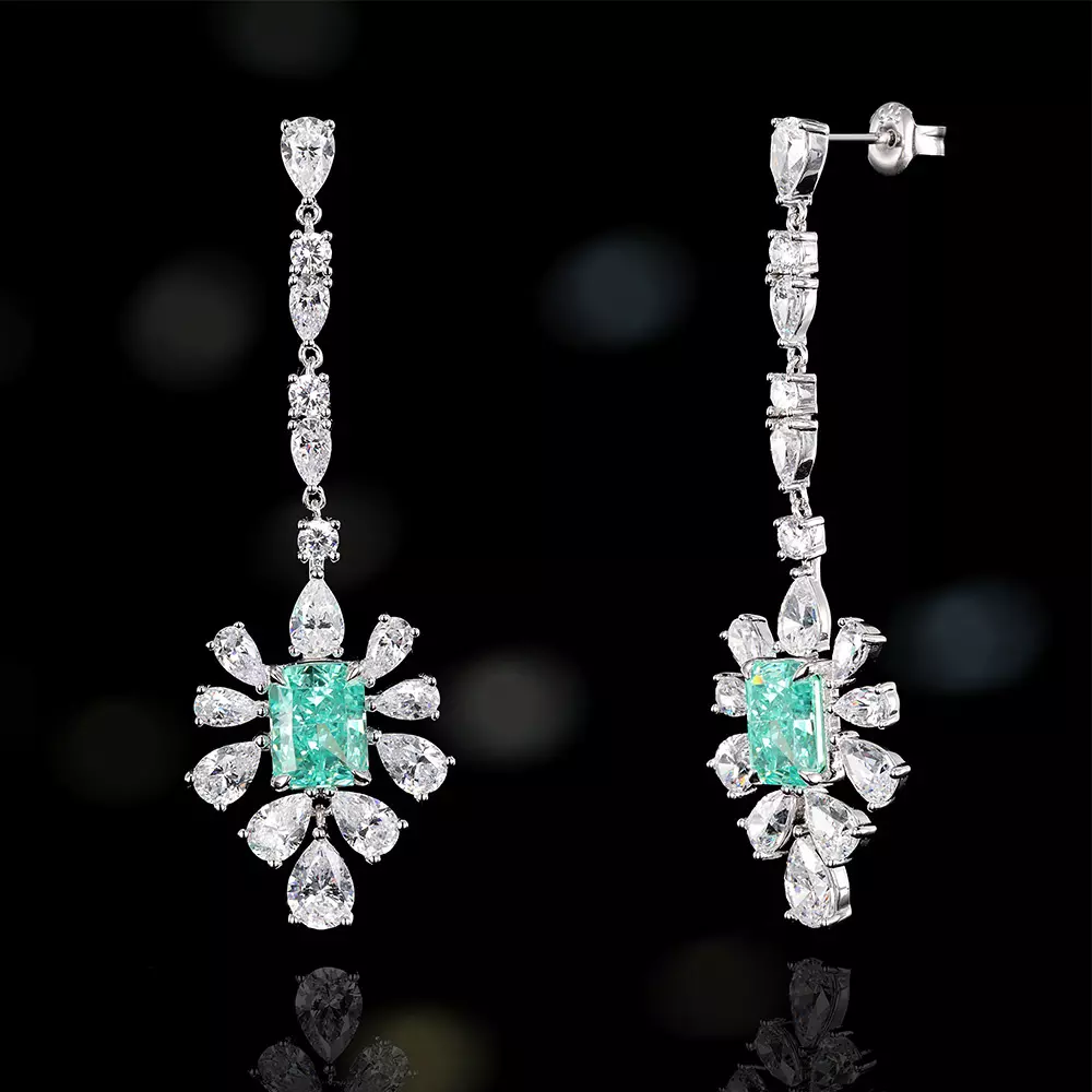 S925 Sterling Silver Ice Flower Cut High Carbon Diamond Earrings