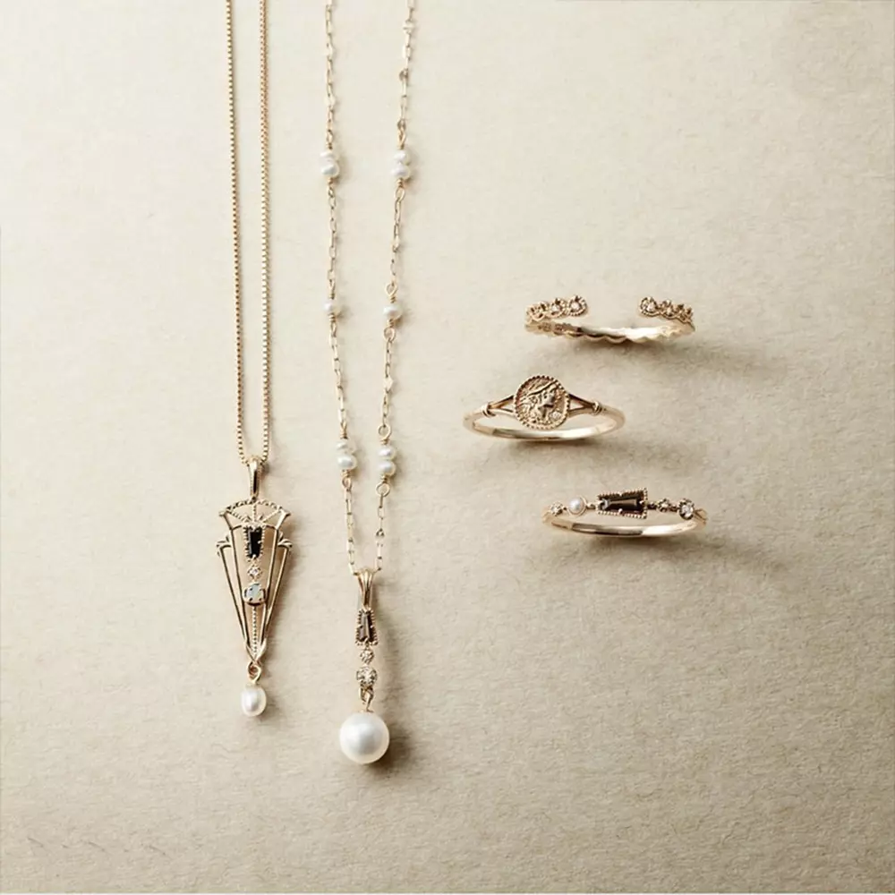 s925 sterling silver natural freshwater pearl merad ring necklace set
