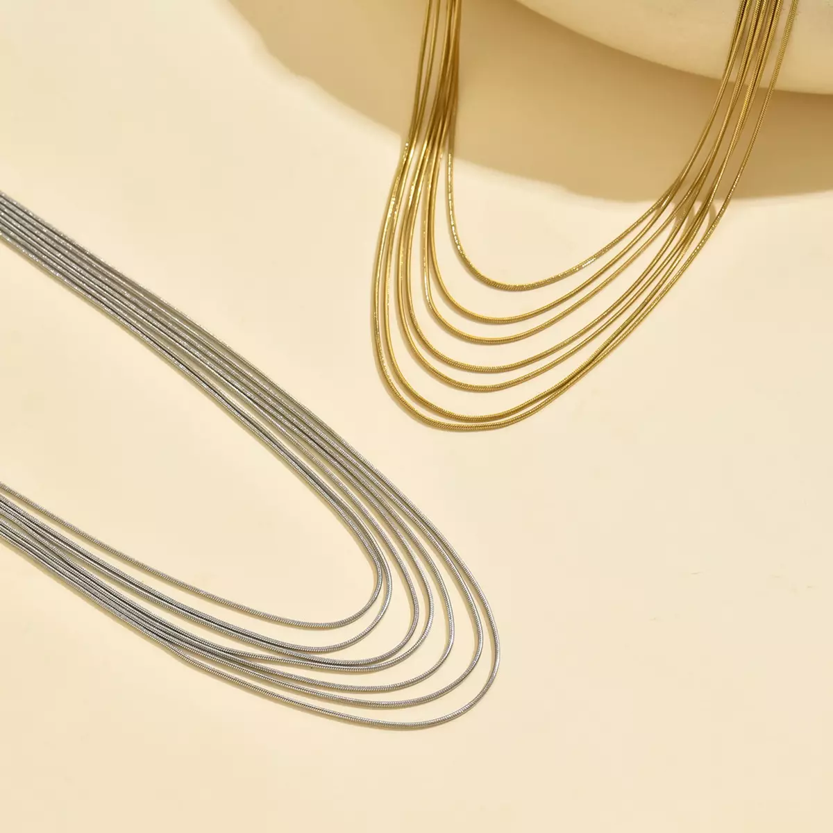 Multi-layered snake chain titanium steel necklace