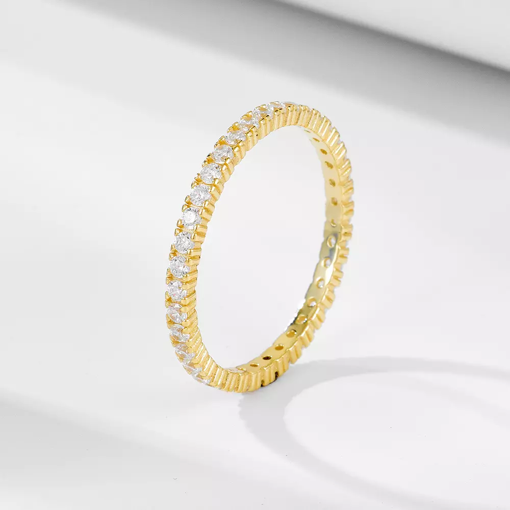 Full diamond sterling silver ring