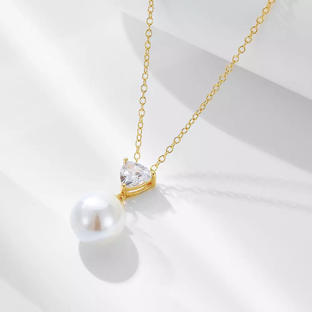 Pearl necklace for women, 925 silver